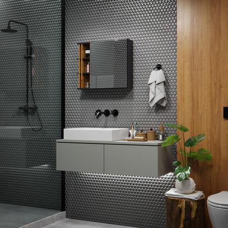 Imagem de Armário para banheiro com armário Móvel espelhado  para banheiro