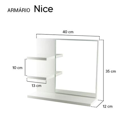 Imagem de Armário para Banheiro com Espelho Nice Branco 40cm