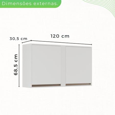 Armário para Cozinha Aéreo 2 Portas Pérola - Sallêto Móveis Imagem de Armário para Cozinha Aéreo 2 Portas Pérola