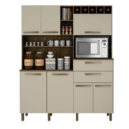 Armário para Cozinha Monte Rey Ipê com Off White 7 Portas ValdeMóveis - VALDEMOVEIS Imagem de Armário para Cozinha Monte Rey Ipê com Off White 7 Portas ValdeMóveis