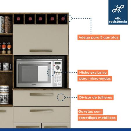 Armário para Cozinha Monte Rey Ipê com Off White 7 Portas ValdeMóveis - VALDEMOVEIS Imagem de Armário para Cozinha Monte Rey Ipê com Off White 7 Portas ValdeMóveis