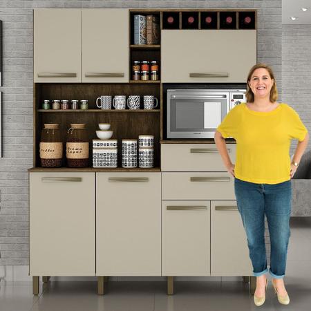 Armário para Cozinha Monte Rey Ipê com Off White 7 Portas ValdeMóveis - VALDEMOVEIS Imagem de Armário para Cozinha Monte Rey Ipê com Off White 7 Portas ValdeMóveis