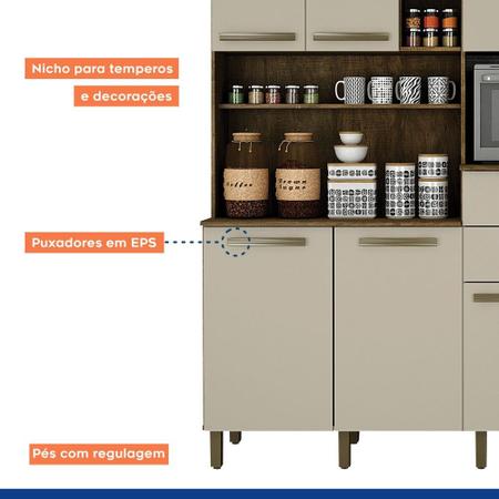 Armário para Cozinha Monte Rey Ipê com Off White 7 Portas ValdeMóveis - VALDEMOVEIS Imagem de Armário para Cozinha Monte Rey Ipê com Off White 7 Portas ValdeMóveis