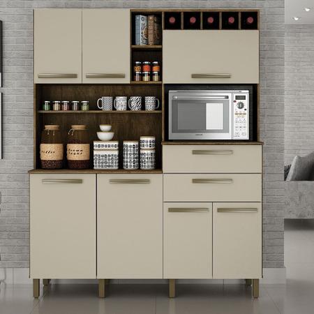 Armário para Cozinha Monte Rey Ipê com Off White 7 Portas ValdeMóveis - VALDEMOVEIS Imagem de Armário para Cozinha Monte Rey Ipê com Off White 7 Portas ValdeMóveis