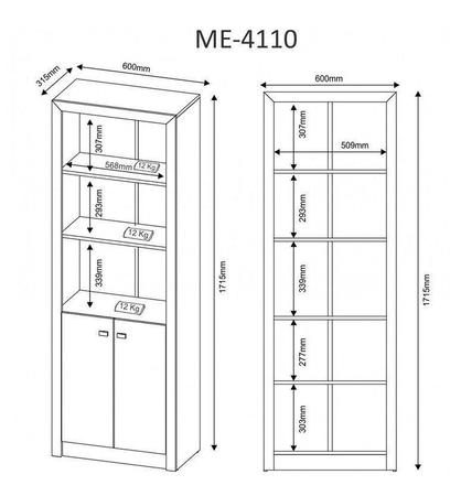 Imagem de Armário para Escritório 02 Portas ME4110 Carvalho - Tecno Mobili