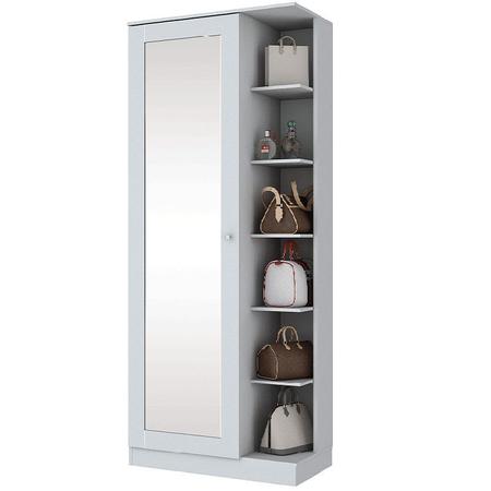 Imagem de Armário para Sapato Sapateira 1 porta com Espelho Branco