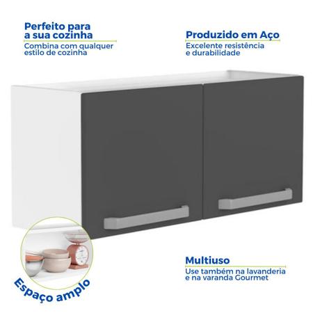 Imagem de Armário Suspenso Aço Cozinha Lavanderia Aéreo Multiuso