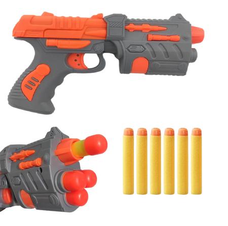 Pistola Lança Dardos Mini Uzi Azul Arminha Brinquedo Gun