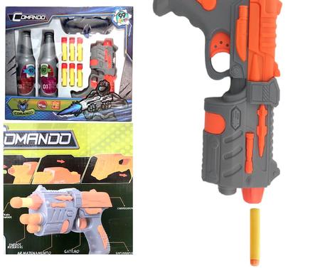 Pistola Lança Dardos Mini Uzi Azul Arminha Brinquedo Gun