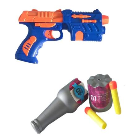 Arminha de Brinquedo Pistola Nerf Lança Dardos Tiro ao Alvo Azul +