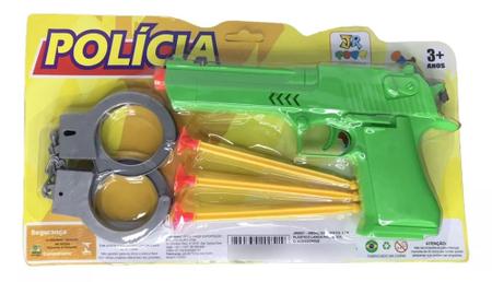 Kit 2 Arminha Policial de Brinquedo Lançador com Dardos do Tipo nerf