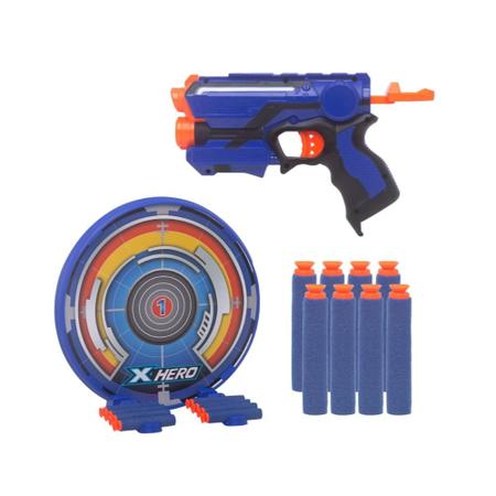 Arminha de Brinquedo Pistola Nerf Lança Dardos Tiro ao Alvo Azul +