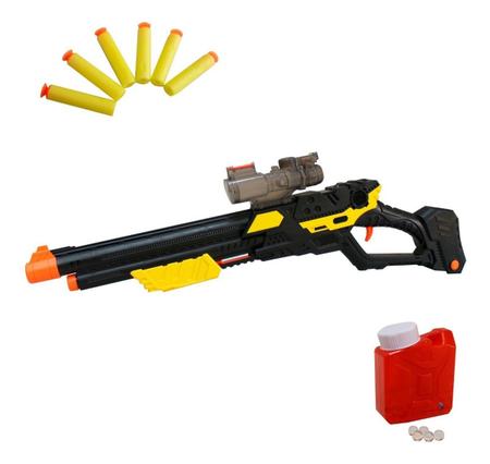 Imagem de Arminha Pistola De Brinquedo Lança Dardos Bolinhas de Gel Com Mira Laser Efeitos De Luz Menino