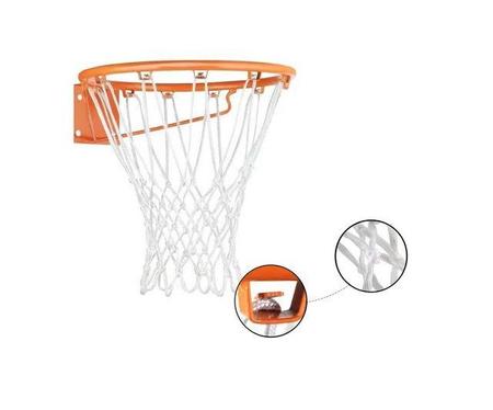 Imagem de Aro de Basquete Cesta Tamanho Oficial Basquete Aço Carbono 45cm com Rede Chuá e Presilhas