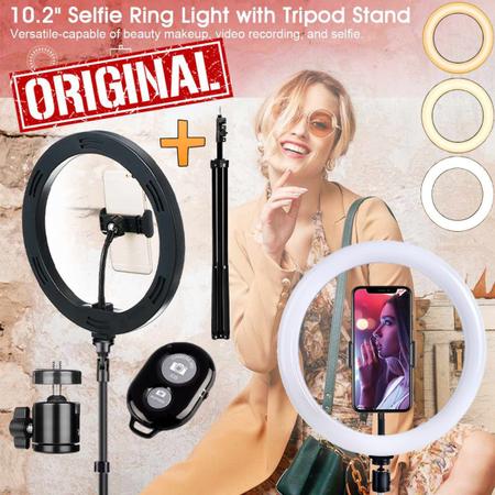 Imagem de Aro de Luz Hing Light Grande Iluminador Led Blogueiro Makeup Selfie Suporte Celular Tripé 2 Metros Completo Profissional