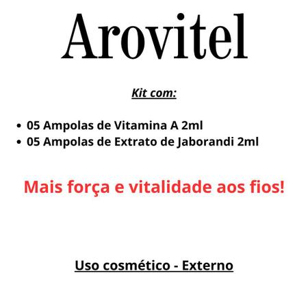 Arovitel Extrato de Jaborandi + Vitamina A 2ml (5 de cada) Imagem de Arovitel Extrato de Jaborandi + Vitamina A 2ml (5 de cada)