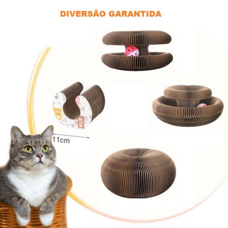 PetHse Tábua de arranhar gato órgão mágico, almofada interativa para gatos  com bola de sino de brinquedo