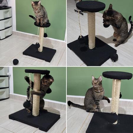 Imagem de Arranhador para Gatos modelo Torre com 3 Bolinhas 2 Bases Toycat