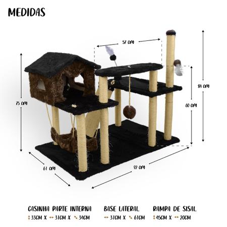 Imagem de Arranhador Para Gatos Playground Casa Para Pets Felinos Brincar Grande Modular Brinquedo