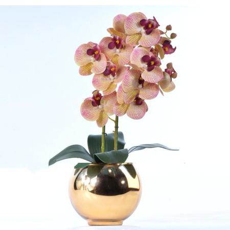 Imagem de Arranjo 2 Orquídeas Outonadas em Vaso Dourado Naty