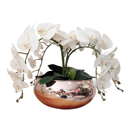 Imagem de Arranjo Com 4 Orquídeas Brancas Realistas No Vaso Rosé