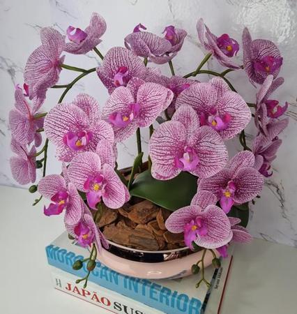 Imagem de Arranjo Com 4 Orquídeas Violeta Vaso Rose 28cm