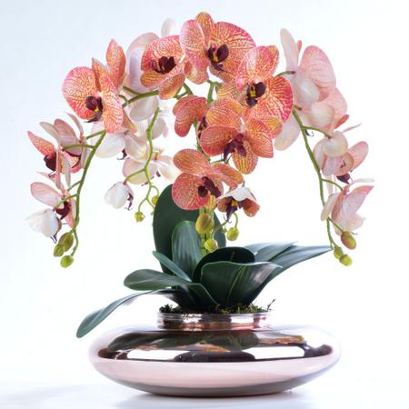 Imagem de Arranjo de Orquídea Artificial em Vaso Rose Gold Sofia