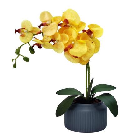 Imagem de Arranjo De Orquídea Flor Artificial No Vaso - Amarela