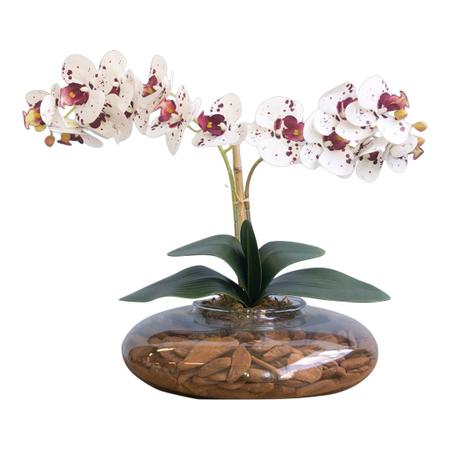 Imagem de Arranjo Duas Orquídeas Artificiais Tigre no Vaso de Vidro  Formosinha