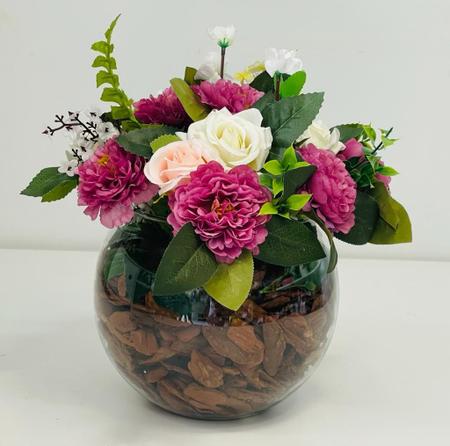 Imagem de Arranjo Flores Artificial Rosas Com Vaso