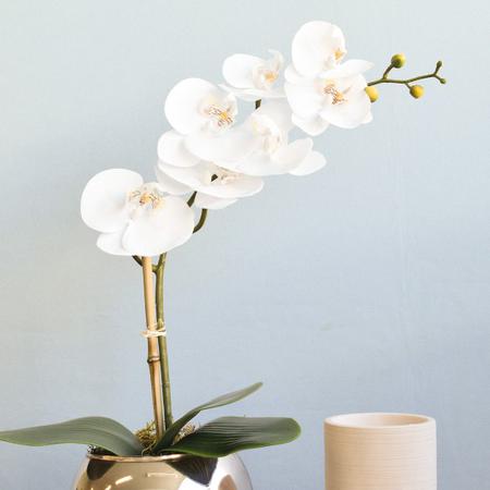 Imagem de Arranjo Orquídea Branca de Silicone no Vaso Rose Gold  Formosinha