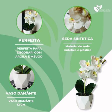 Imagem de Arranjo Vaso De Orquídea Branca Artificial Decoração Mesa