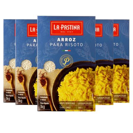 Imagem de Arroz para para risoto La Pastina 1kg produto italiano Pack C/ 5 unidades