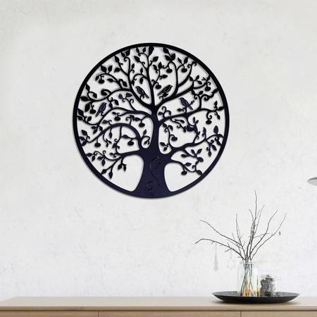 Imagem de Arte de parede pendurada em escultura redonda Tree of Life 60x60cm