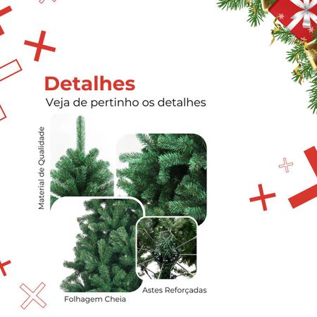 Imagem de Arvore De Natal 180 cm 500 Galhos  Luxo Cheia Pinheiro Verde Base De ferro Reforçada