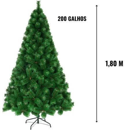 Arvore De Natal 1,80 M 200 Galhos Pinheiro Verde Cheia Luxo