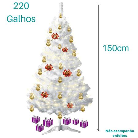 Imagem de Árvore De Natal Branca 150cm 220 Galhos Pinheiro Com Base