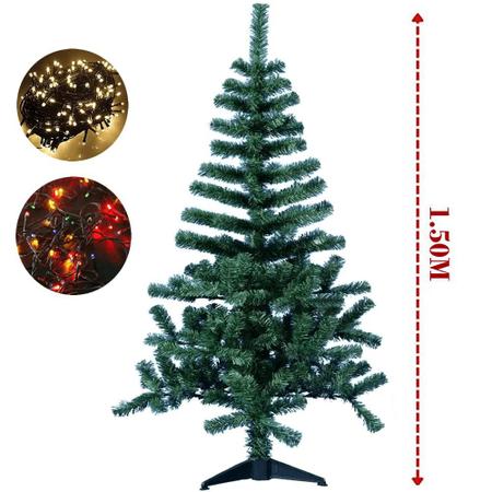 Imagem de Árvore De Natal C/ Pisca Pisca Pinheiro Luxo Cheia Verde Nevada Decorada 220 Galhos PVC 1,50M