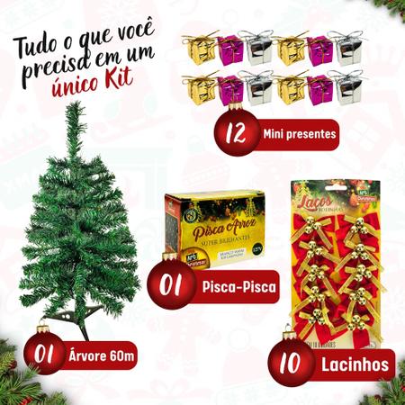 Árvore De Natal Decorada 60 Cm Pisca Pisca Decoração 110V no Shoptime