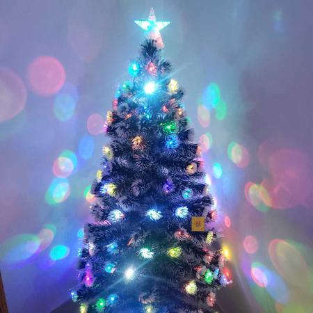 Imagem de Árvore de Natal LED Fibra Ótica Nevada 120Cm Luzes Colorida