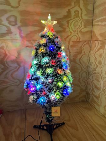 Imagem de Árvore de Natal LED Fibra Ótica Nevada 90Cm Luzes Colorida