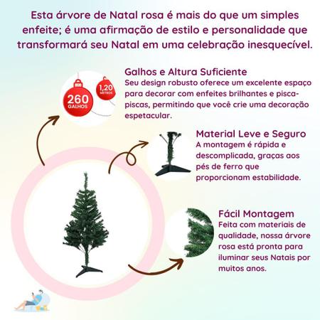 ÁRVORE DE NATAL ROSA 1,20 METROS DE ALTURA Rosa