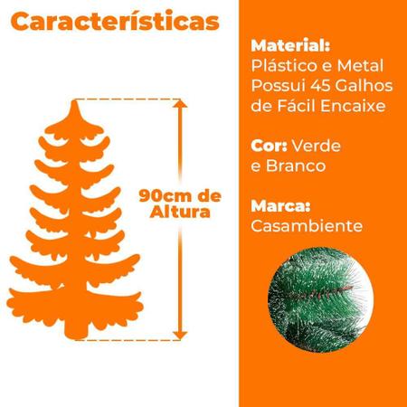 Árvore de Natal com Neve 45 Galhos 90cm - Casambiente NATAL017 - Árvore de  Natal - Magazine Luiza