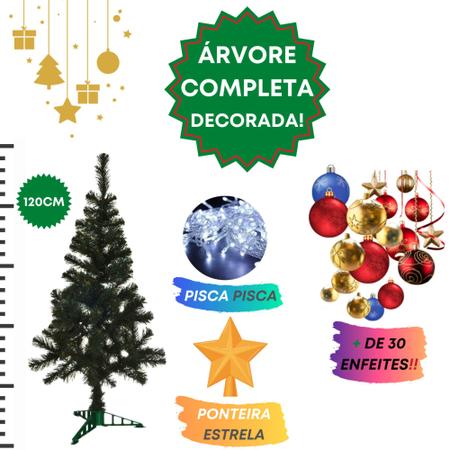 Imagem de Árvore De Natal Pinheiro Decorada 120cm Enfeites Pisca Pisca