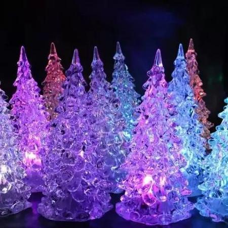 Imagem de Árvore de Natal Pisca Pisca Acrílico Enfeite Mesa LED 27cm