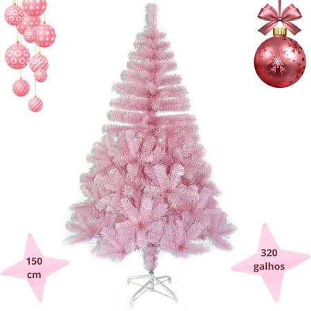 Árvore de Natal Rosa Com 320 Galhos - 1,50m