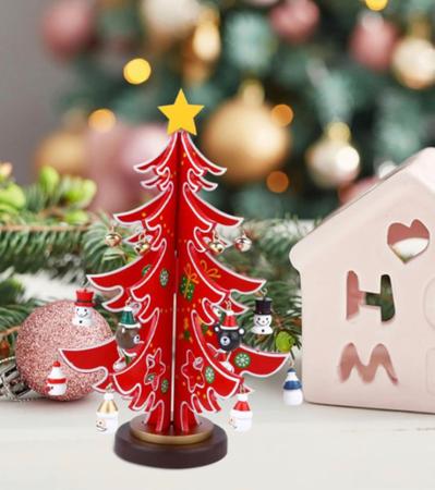 Árvore de Natal pequena, mini árvore de Natal, mini pinheiro, com base de  madeira para decoração de mesa