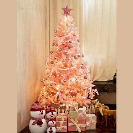 Arvore Natal Rosa Com Neve 185CM