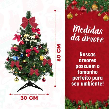 Imagem de Árvore Natal Decorada 60cm Completa Enfeites Pisca 