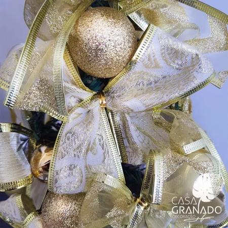 Árvore Natal Decorada Champagne C Dourado Pronta P/ Uso 70cm